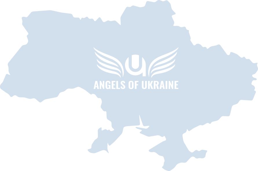 Карта України з логотипом Angels of Ukraine